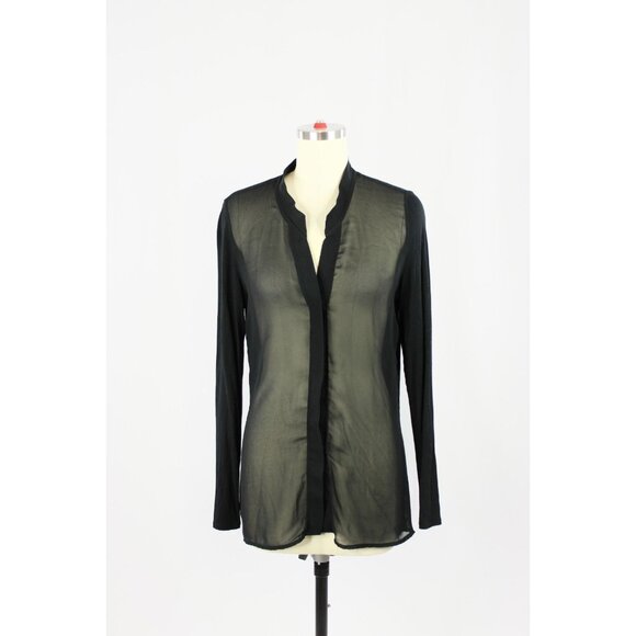 INTIMISSIMI Black Sheer Chiffon Jersey Long Sleevve Button Up Shirt, Size M - Picture 1 of 12